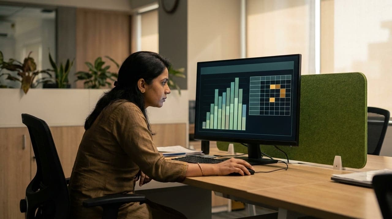 A process safety manager alone at a monitor drilling into one site's indicator detail